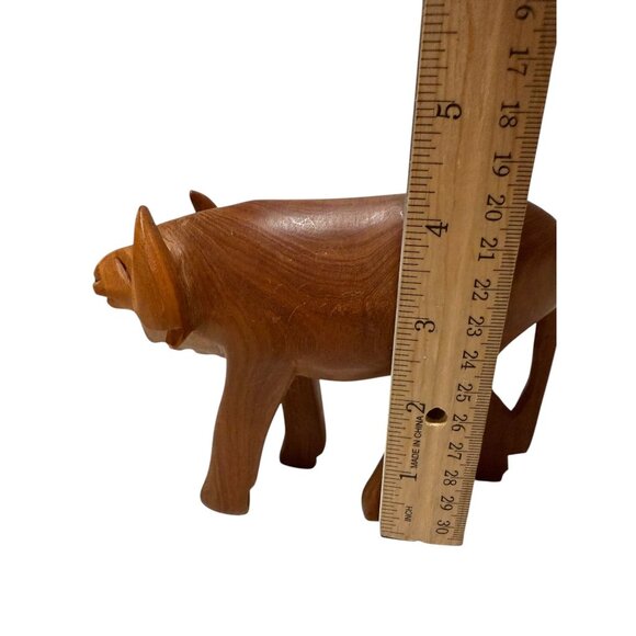 Hand-Carved Wooden Buffalo Figurine Wood Decor - Picture 6 of 7